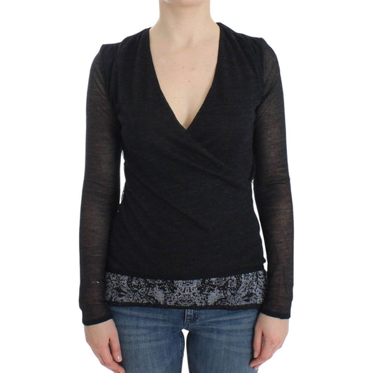 Ermanno Scervino Black Wool Blend Stretch Long Sleeve Sweater SIG12583-3