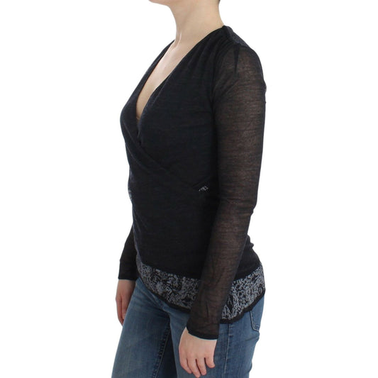 Ermanno Scervino Black Wool Blend Stretch Long Sleeve Sweater SIG12583-3