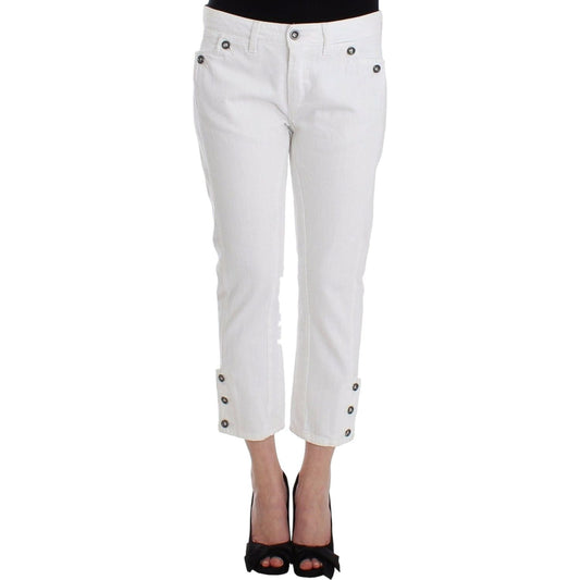 Ermanno Scervino White Cropped Jeans Denim Pants Branded Capri SIG12447-1