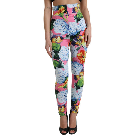 Dolce & Gabbana Exquisite Floral High Waist Leggings Dolce & Gabbana Rosy Brown