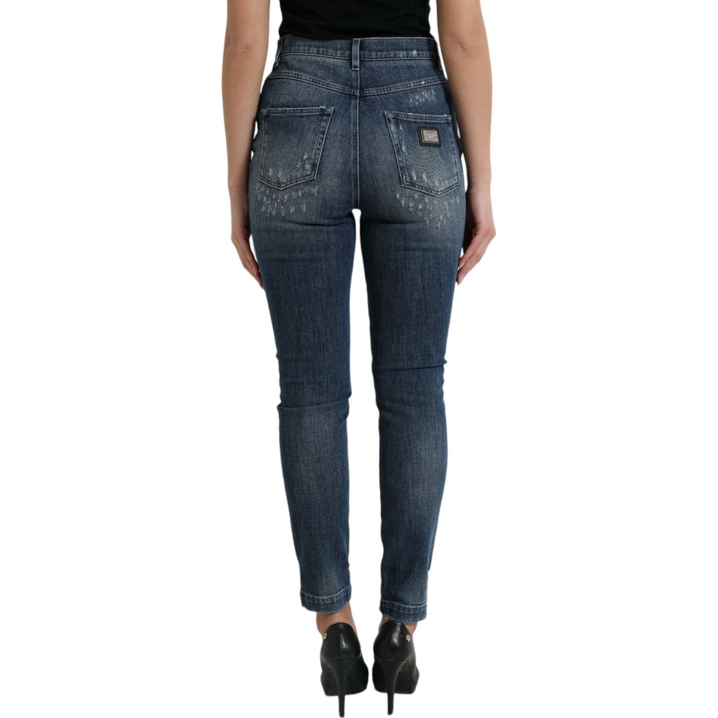 Dolce & Gabbana Dark Blue Distressed GRACE Skinny Denim Jeans