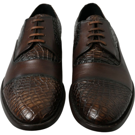 Dolce & Gabbana Brown Exotic Leather Lace Up Oxford Dress Shoes MV5379-41