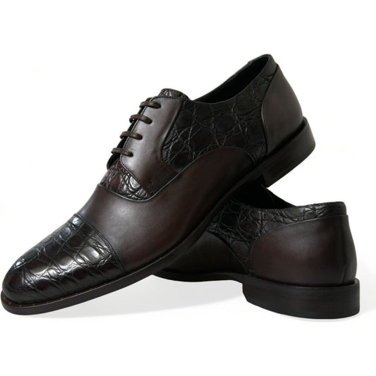 Dolce & Gabbana Brown Exotic Leather Formal Men Dress Shoes MV5414-45