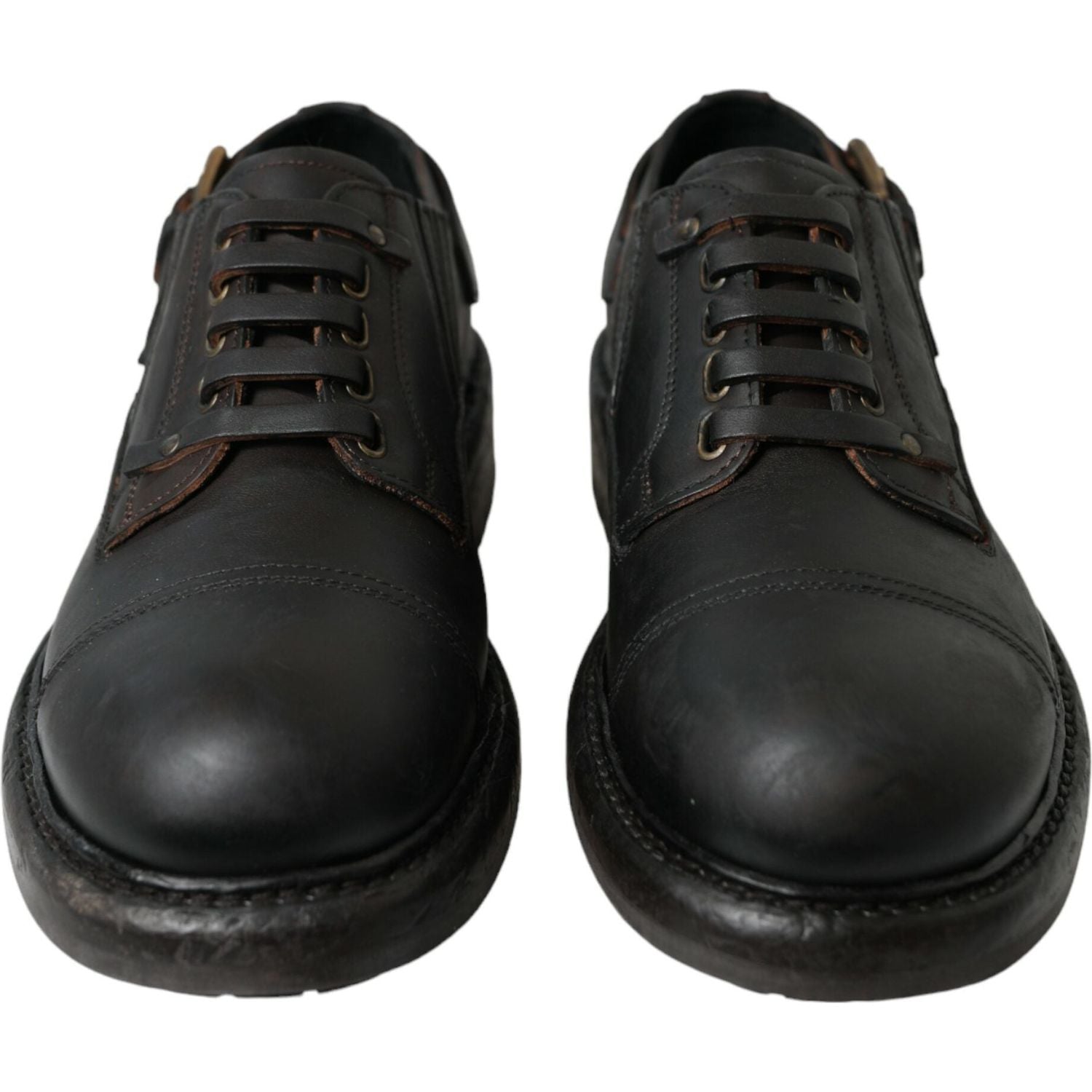 Dolce & Gabbana Brown Leather Lace Up Derby Men Dress Shoes