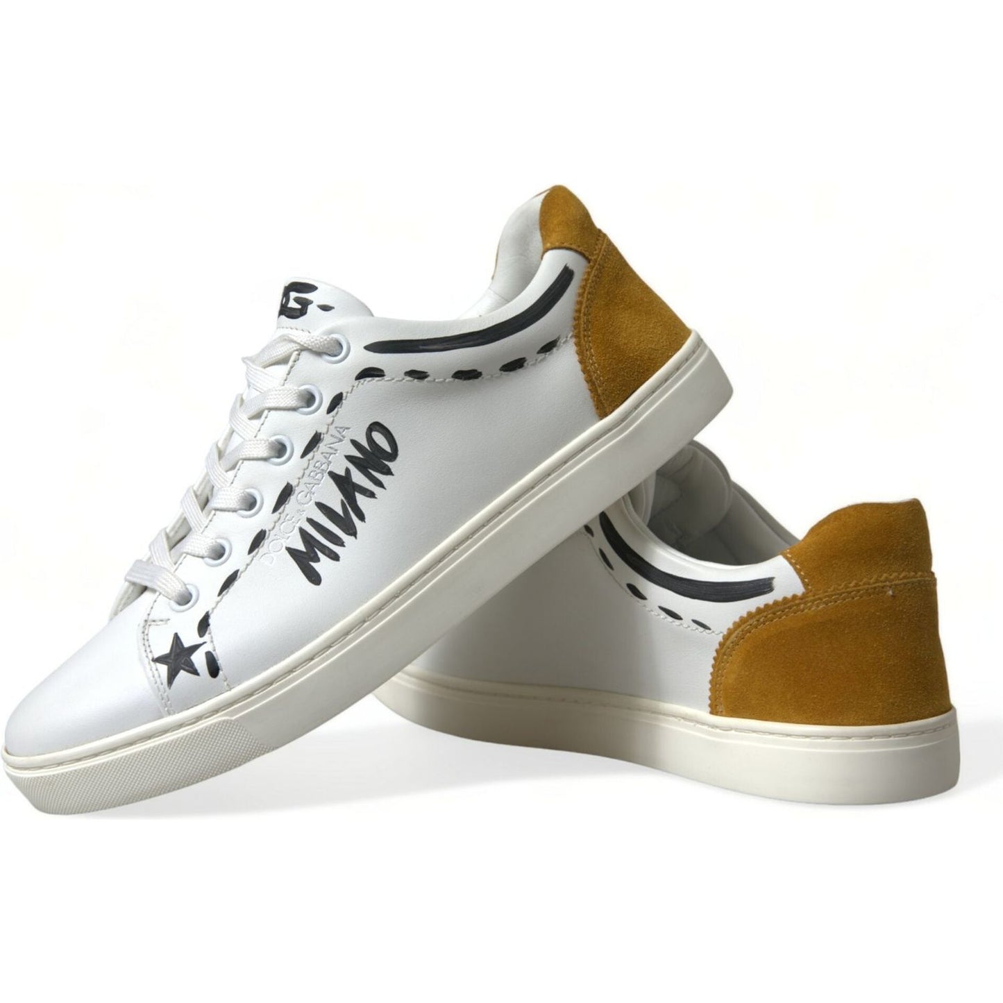 Dolce & Gabbana White Leather LOVE Milano Men Sneakers Shoes