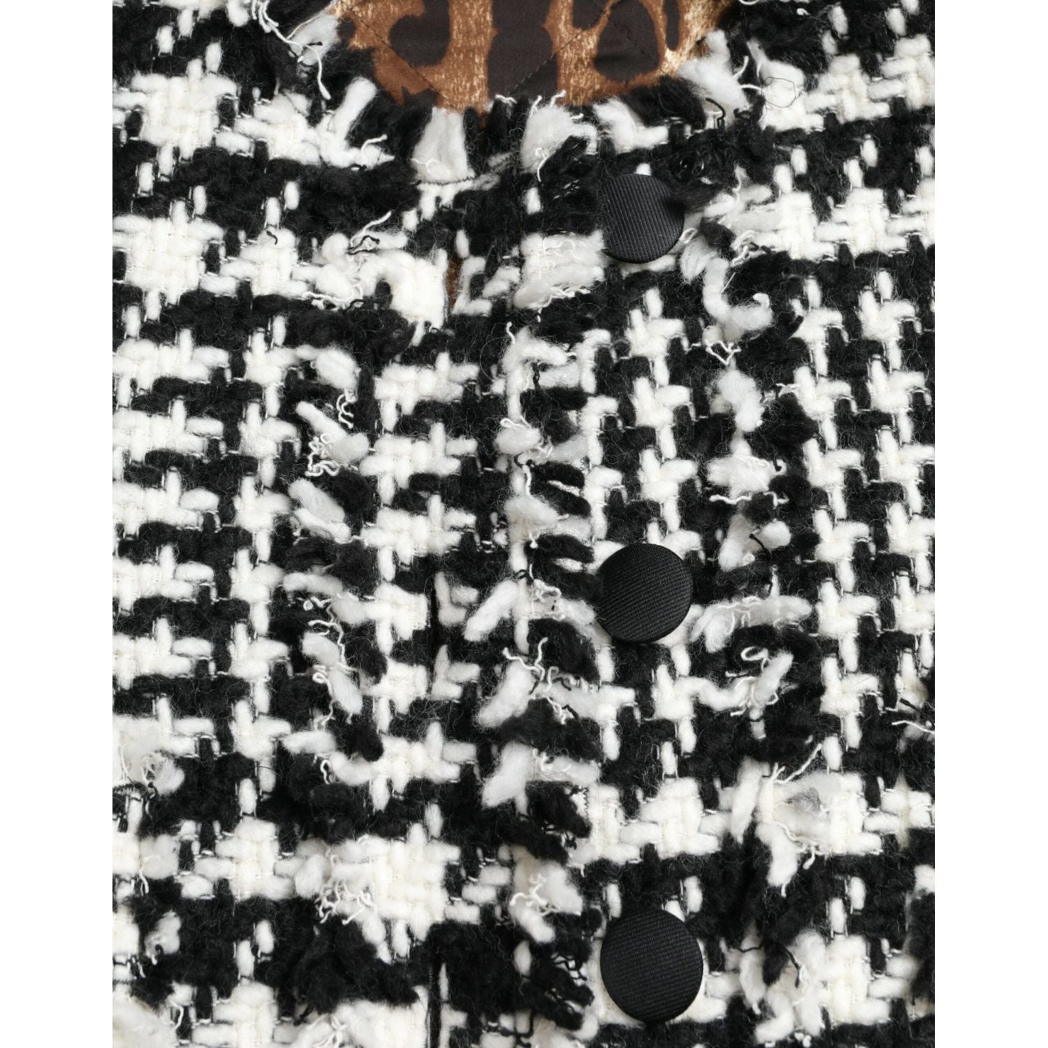 Dolce & Gabbana Black White Houndstooth Trench Coat Jacket