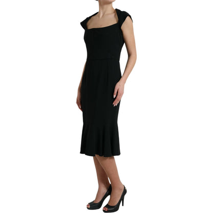 Dolce & Gabbana Black Cady Viscose Sleeveless Dress