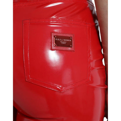 Dolce & Gabbana Shiny Red High Waist Skinny Pants