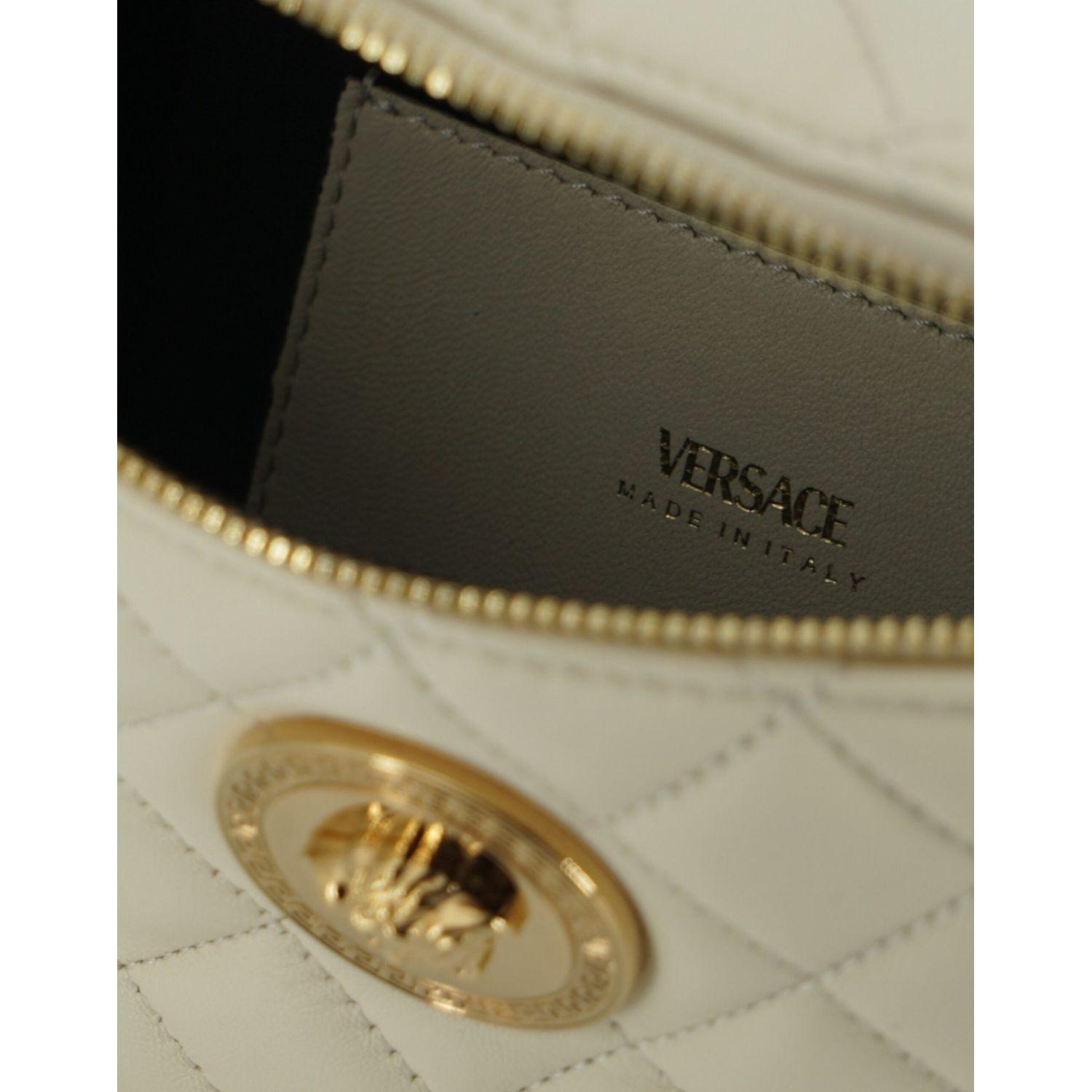 Versace Elegant White Lamb Leather Belt Bag