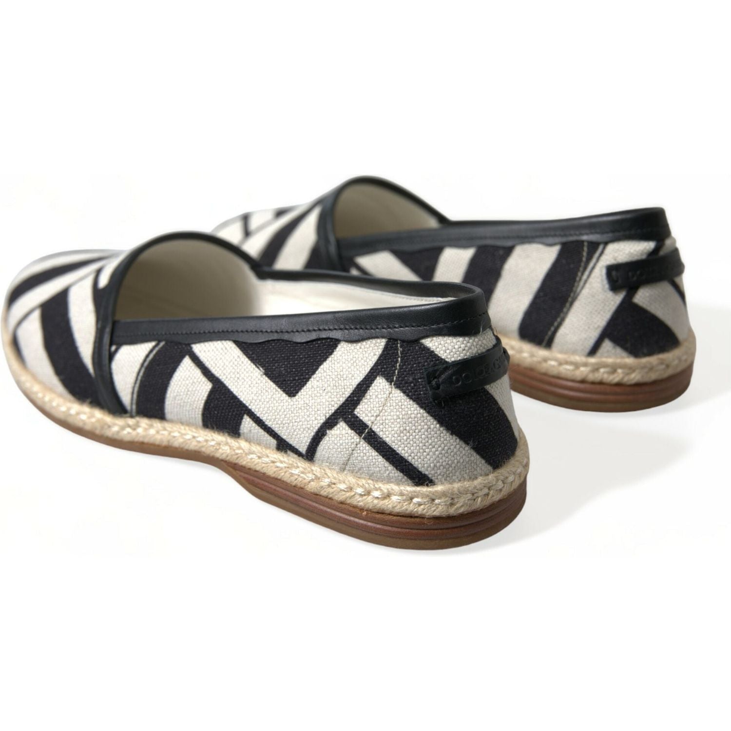 Dolce & Gabbana Beige Black Striped Canvas Espadrilles MONDELLO Shoes