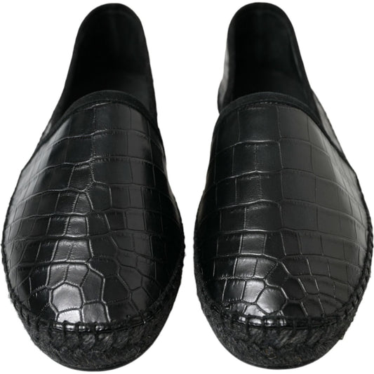 Dolce & Gabbana Black Exotic Leather Espadrilles Slip On Shoes MV5404-43