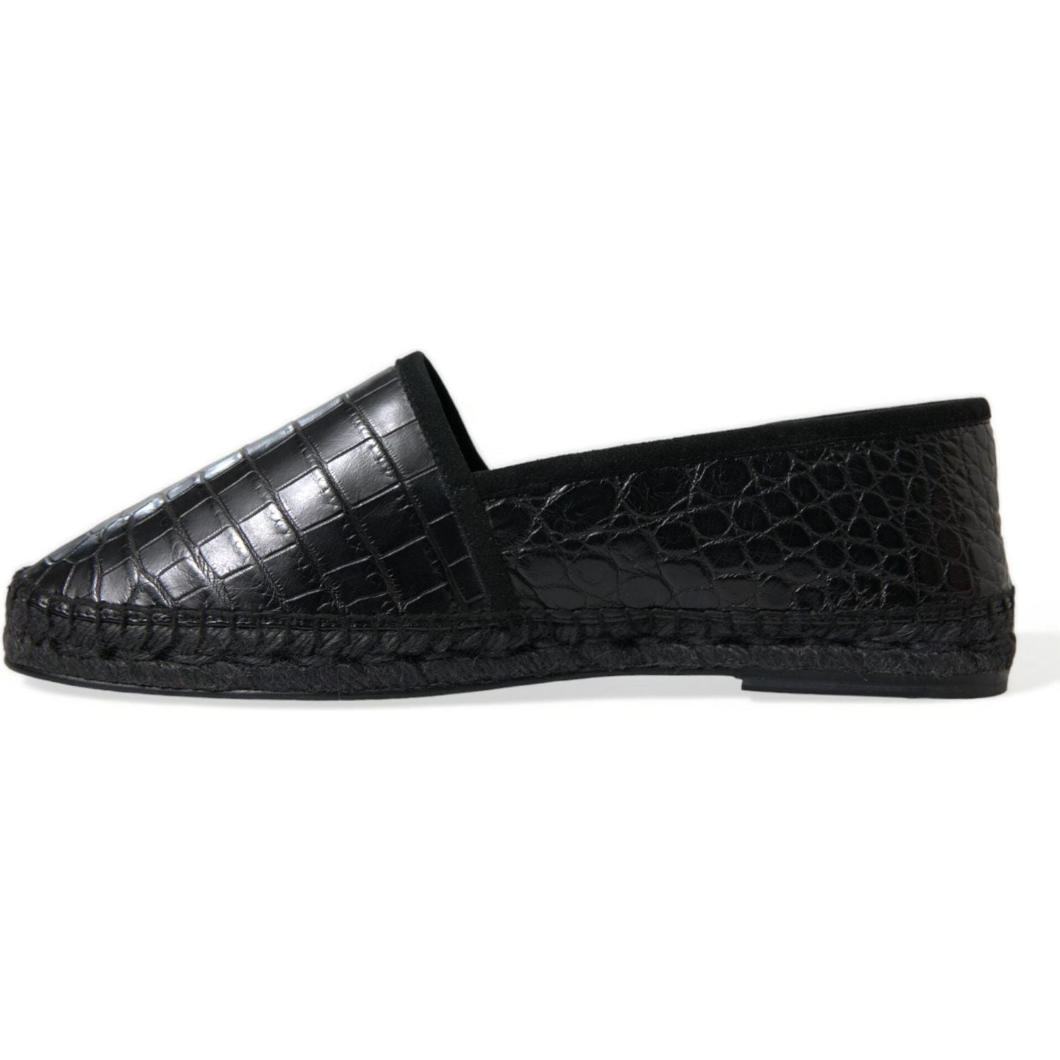 Dolce & Gabbana Black Exotic Leather Espadrilles Slip On Shoes