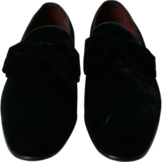 Dolce & Gabbana Black Velvet Loafers Formal Dress Shoes MV5422-40