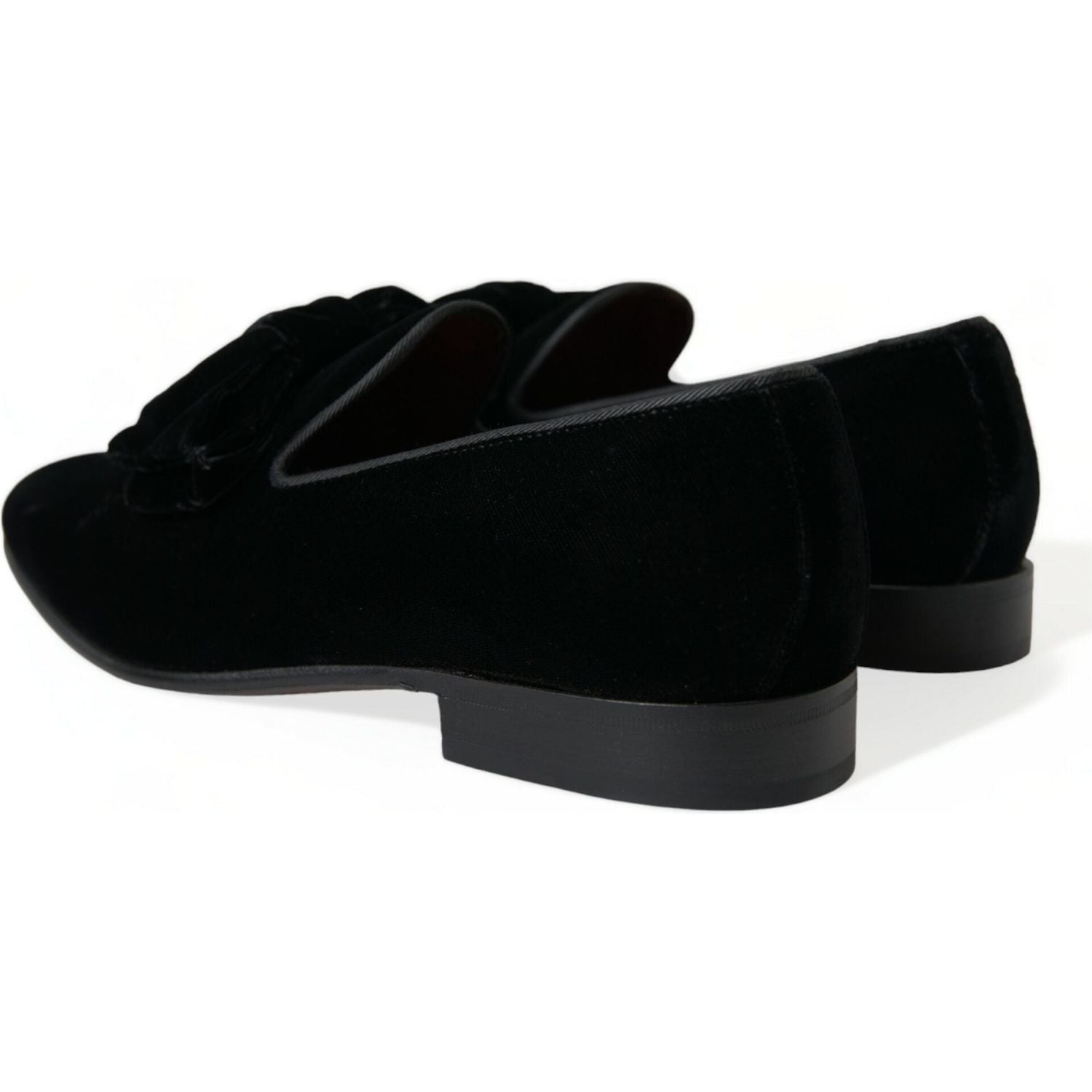 Dolce & Gabbana Black Velvet Loafers Formal Dress Shoes