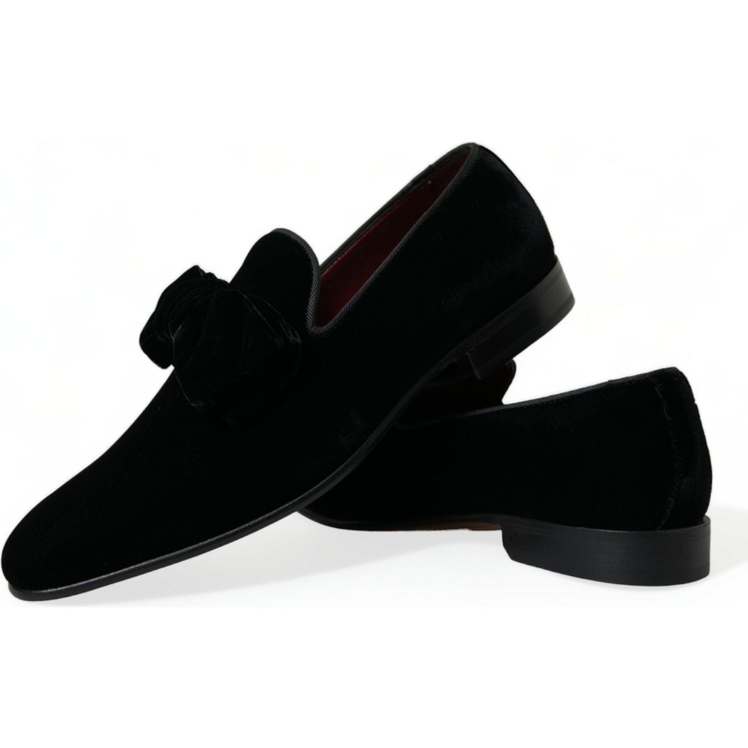Dolce & Gabbana Black Velvet Loafers Formal Dress Shoes