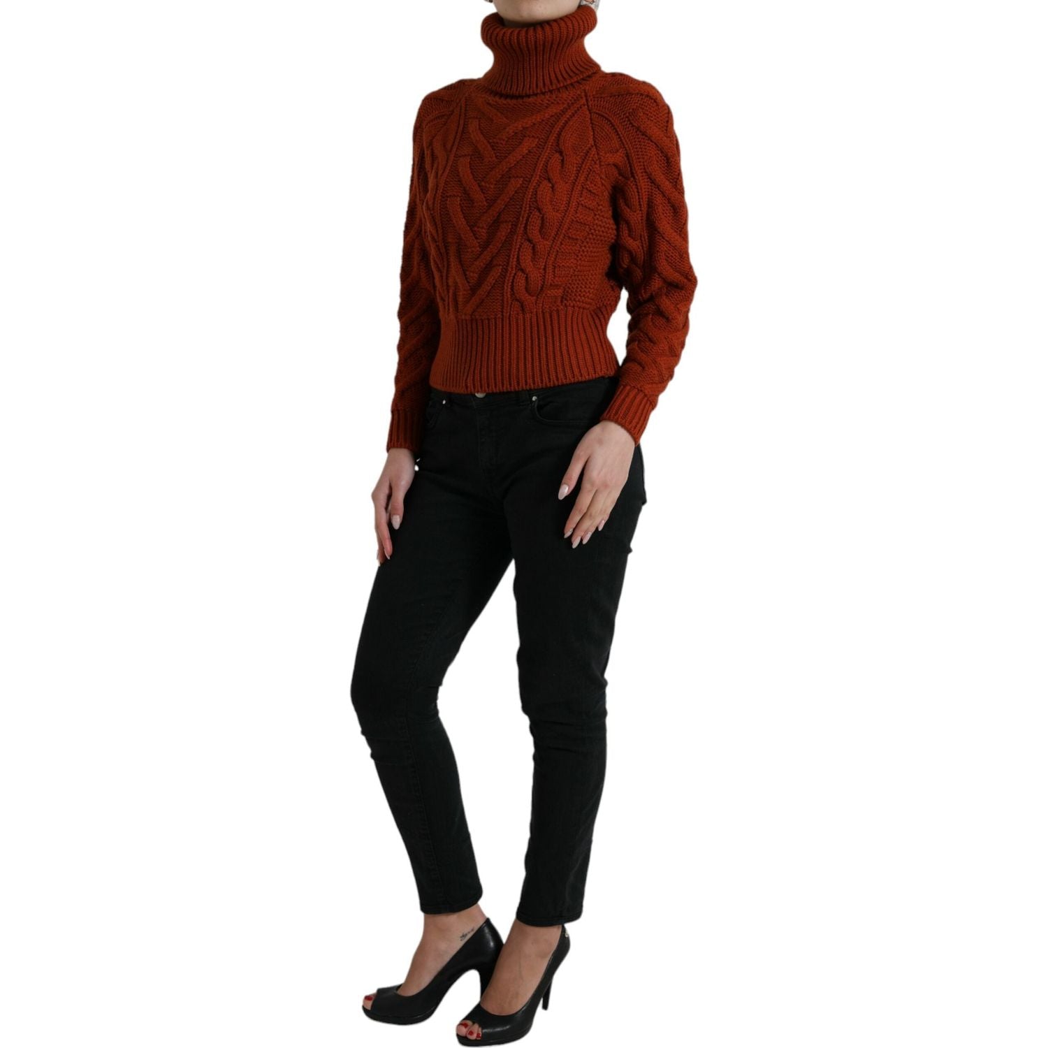 Dolce & Gabbana Brown Wool Knit Turtleneck Pullover Sweater