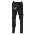 Trussardi Black Lamb Leather Men Trouser Trussardi Dark Slate Gray