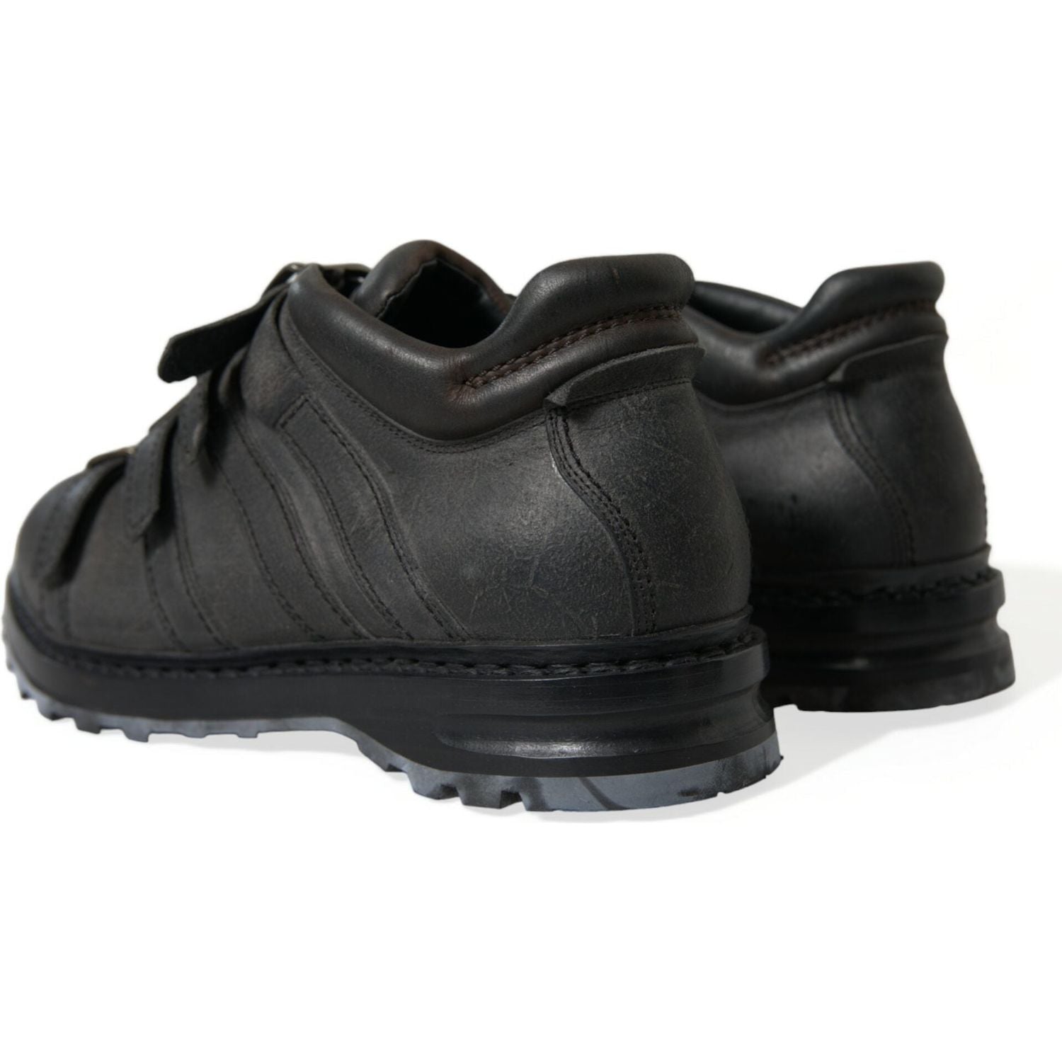 Dolce & Gabbana Black Leather Strap Men Ankle Boots Shoes