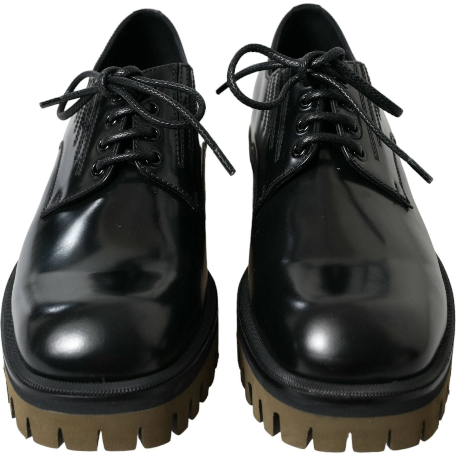 Dolce & Gabbana Black Leather Lace Up Derby Men Dress Shoes