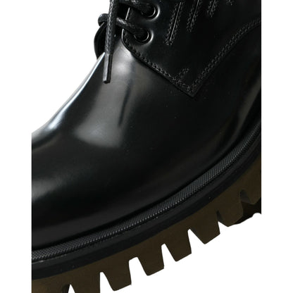 Dolce & Gabbana Black Leather Lace Up Derby Men Dress Shoes