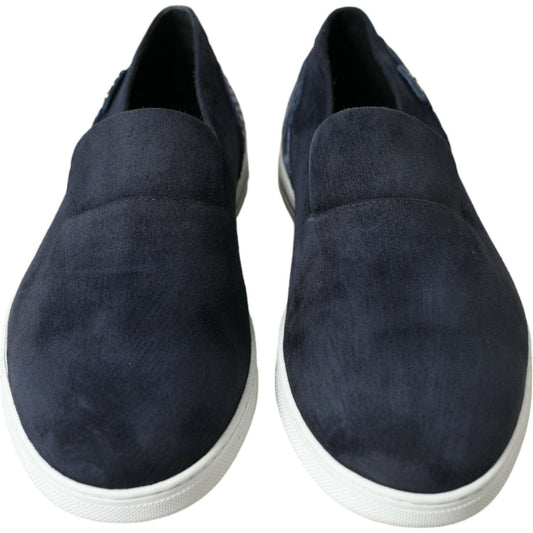 Dolce & Gabbana Blue Suede Caiman Loafers Saint Tropez Shoes MV5580-39