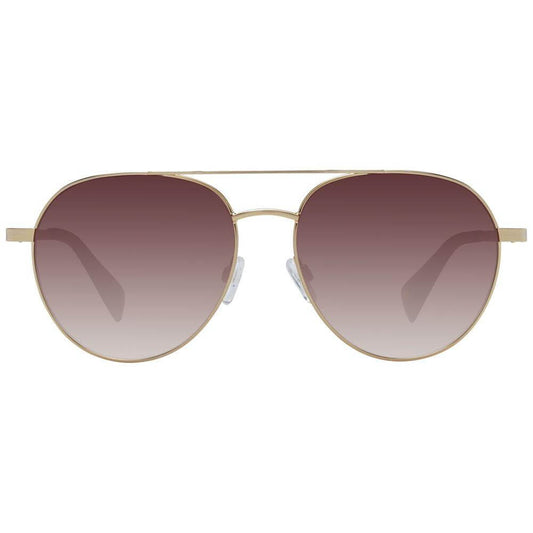 Ted Baker gold aviator sunglasses for men with brown gradient lenses, metal frame, full-rim, 100% UVA & UVB protection. Size 57-16-140.