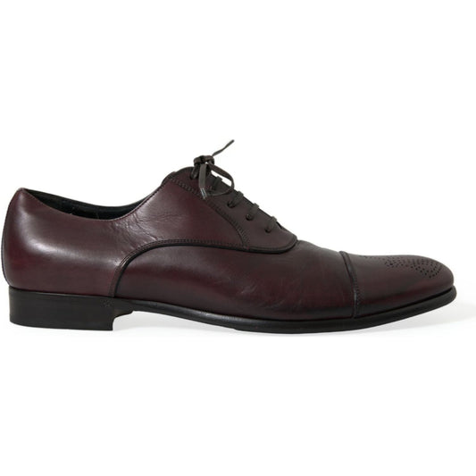 Dolce & Gabbana Bordeaux Leather Men Formal Derby Dress Shoes