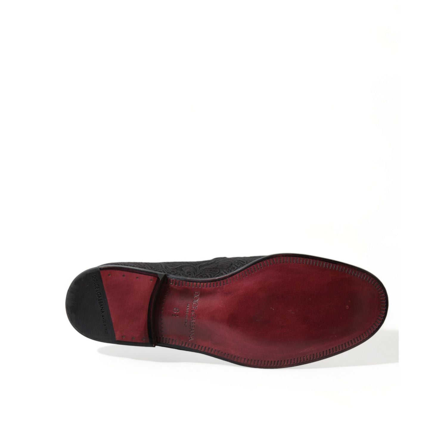 Dolce & Gabbana Black Brocade Men Slip On Loafer Dress Shoes