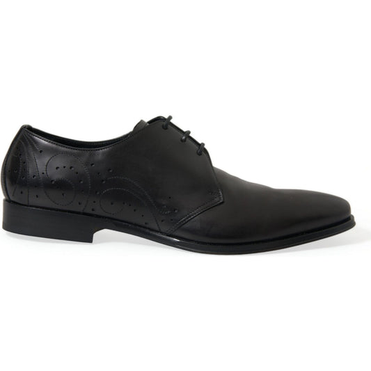 Dolce & Gabbana Black Leather Lace Up Formal Derby Dress Shoes