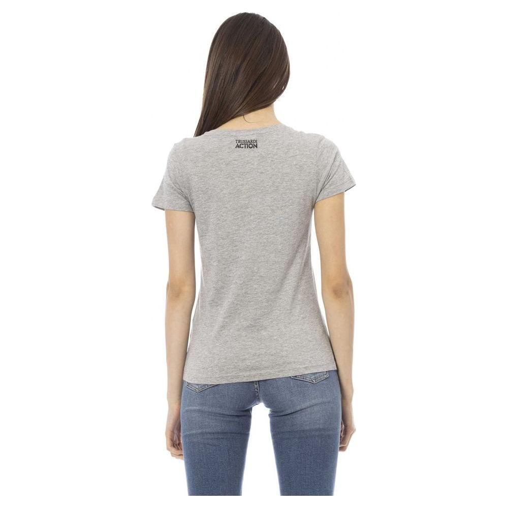 Trussardi Action Gray Cotton Women V-Neck Top