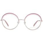 Emilio Pucci Pink Women Glasses Frame, half-rim, rose metal, round style, includes branded case, size 53-21-140, elegant eyewear.
