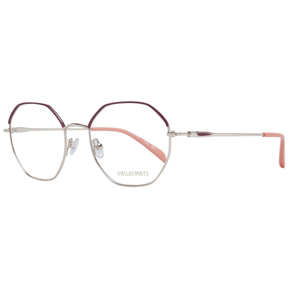 Emilio Pucci Red Women Glasses Frame with full-rim metal design and demo lenses, includes branded case