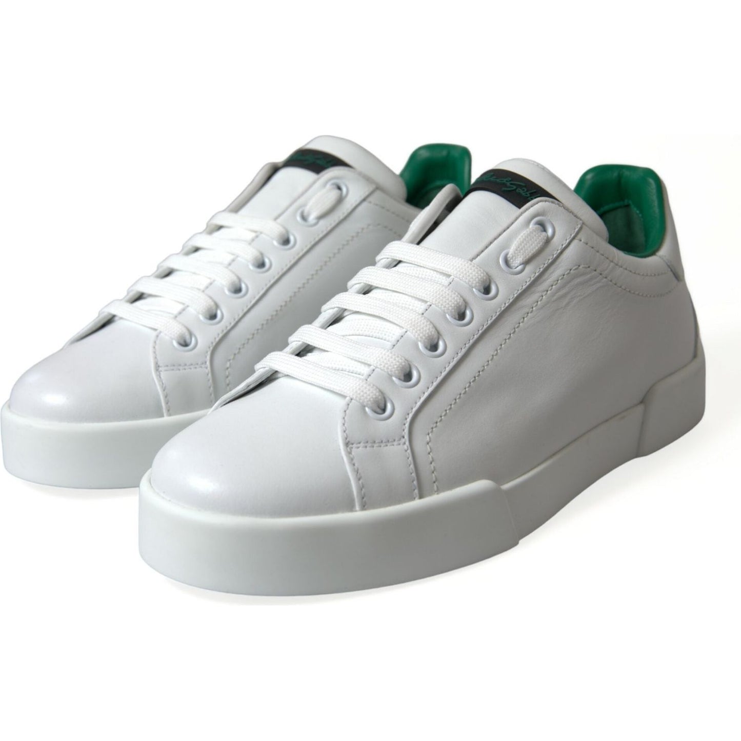 Dolce & Gabbana White Green Leather Portofino Sneakers Shoes MV5594-39.5