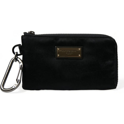 Dolce & Gabbana Black Nylon Logo Plaque Keyring Pouch Clutch Bag