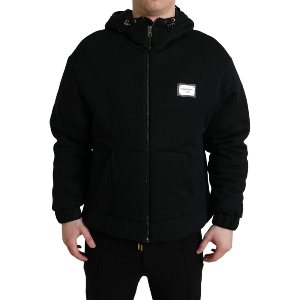 Dolce & Gabbana Elegant Black Bomber Jacket with Hood JKT4009-48