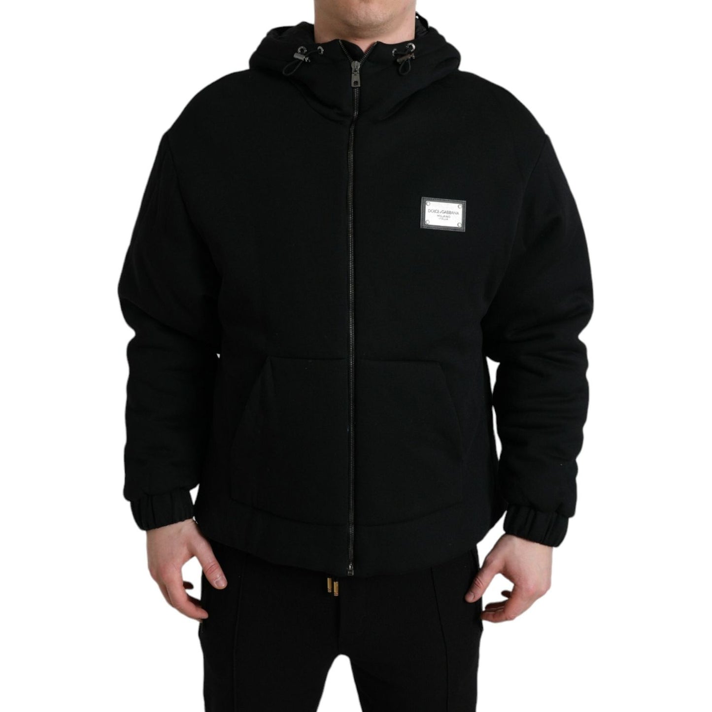 Dolce & Gabbana Elegant Black Bomber Jacket with Hood JKT4009-48