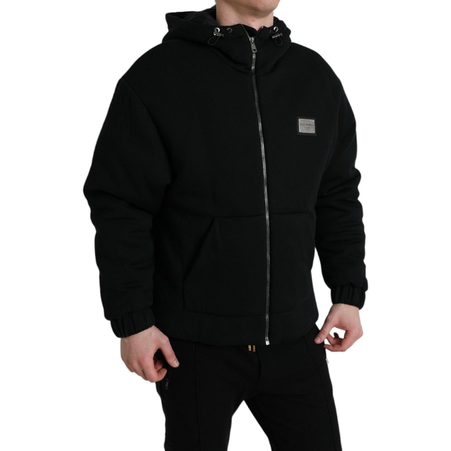 Dolce & Gabbana Elegant Black Bomber Jacket with Hood JKT4009-48