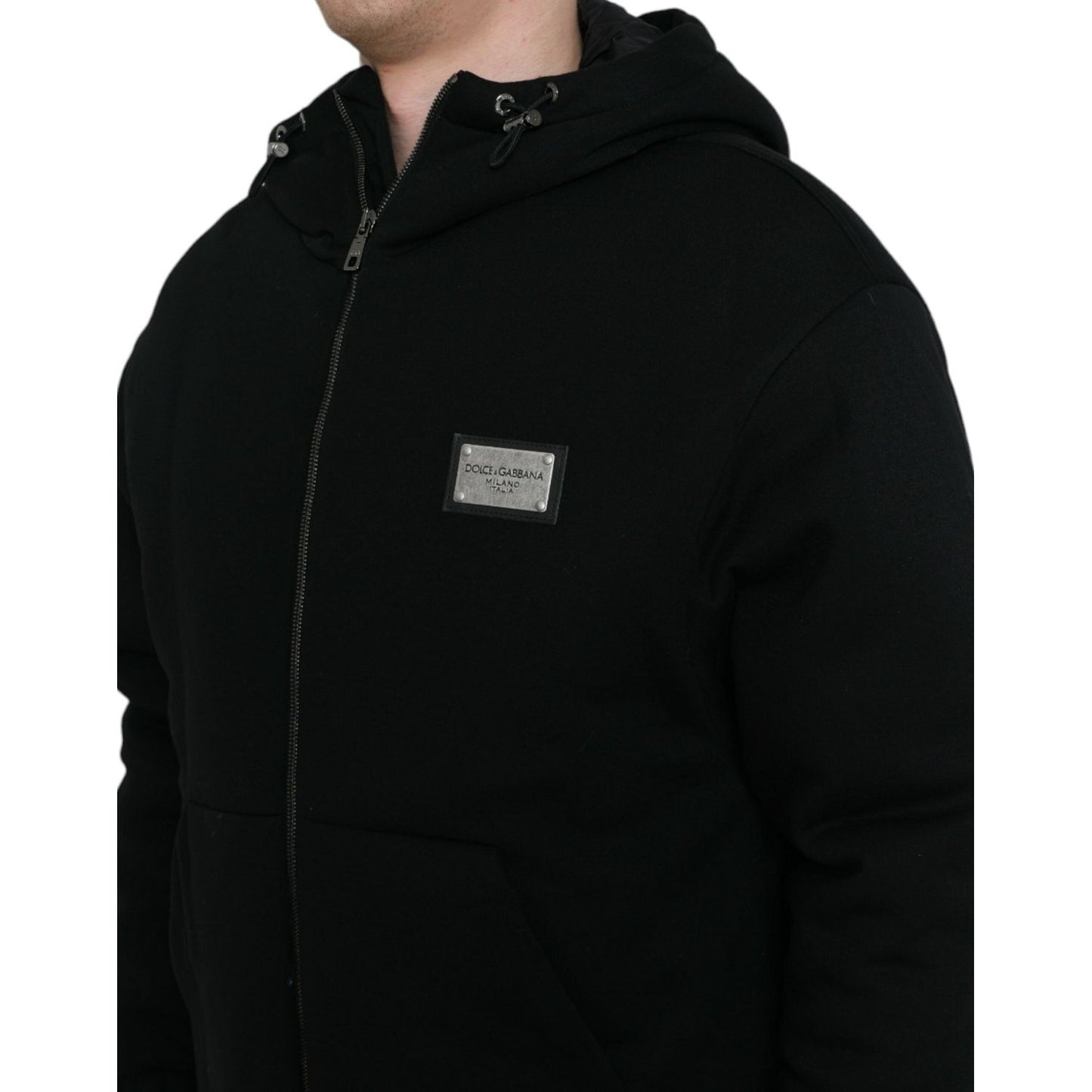 Dolce & Gabbana Elegant Black Bomber Jacket with Hood JKT4009-48
