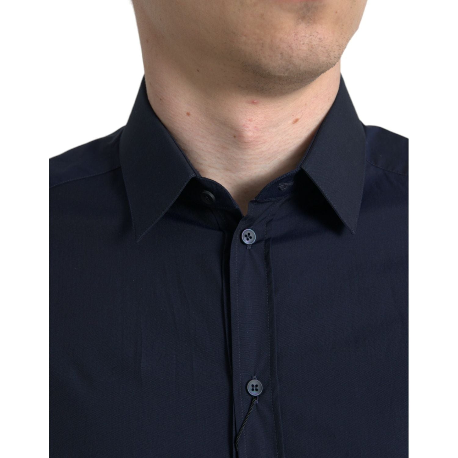 Dolce & Gabbana Navy Blue Slim Fit Formal GOLD Dress Shirt
