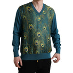 Dolce & Gabbana Green Peacock Feather Pullover Sweater TSH851899-52