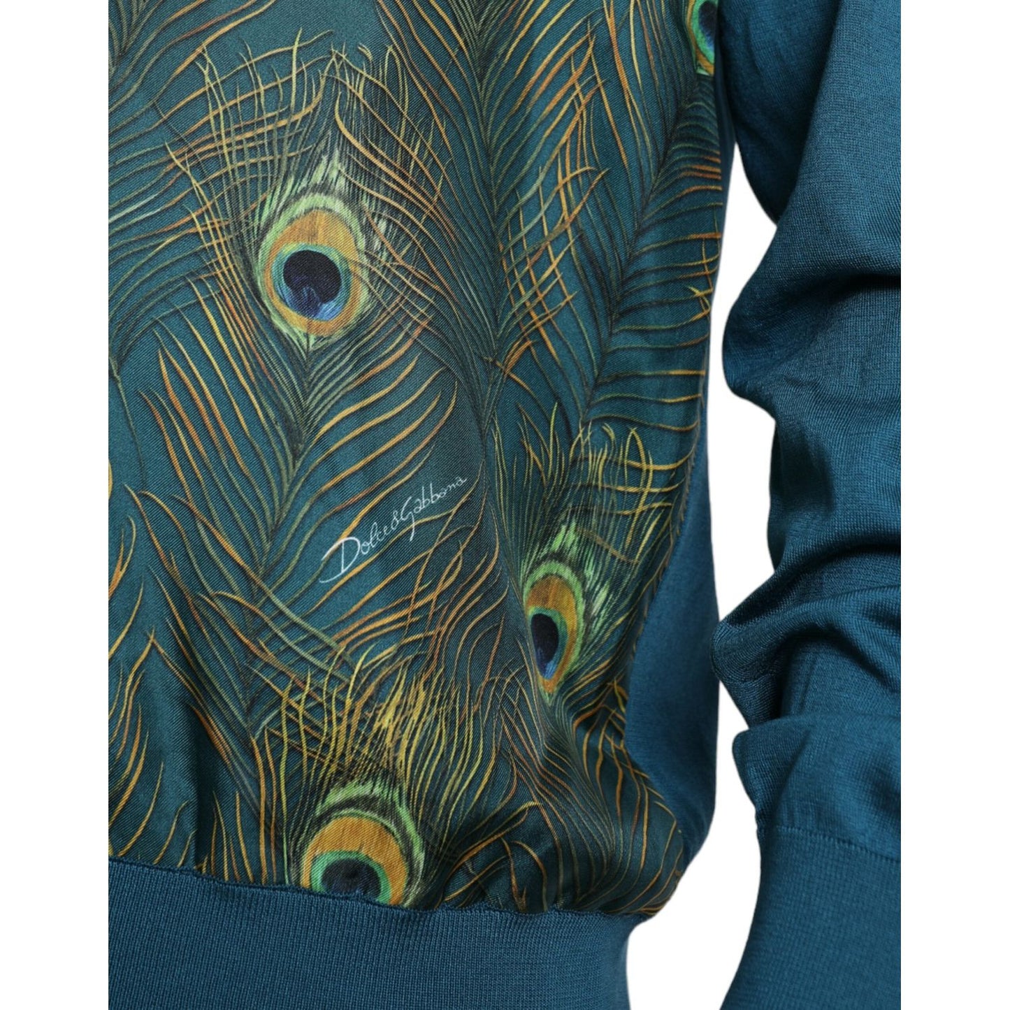 Dolce & Gabbana Green Peacock Feather Pullover Sweater TSH851899-52