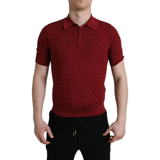 Dolce & Gabbana Maroon Collared Short Sleeve Silk T-shirt TSH85147-48