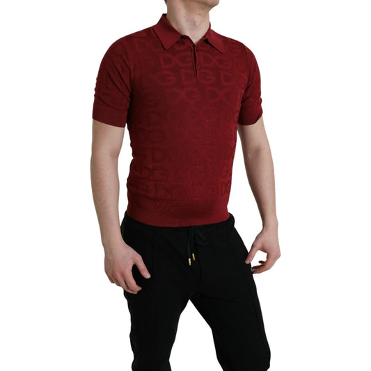 Dolce & Gabbana Maroon Collared Short Sleeve Silk T-shirt TSH85147-48