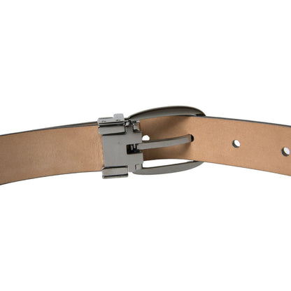 Dolce & Gabbana Dark Brown Leather Silver Metal Buckle Belt