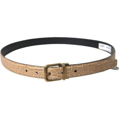 Dolce & Gabbana Beige Exotic Leather Gold Metal Buckle Belt