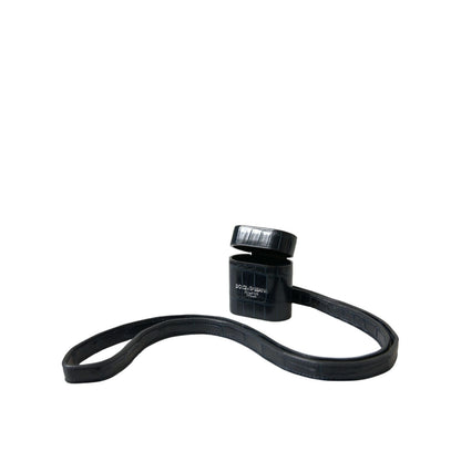 Dolce & Gabbana Black Crocodile Leather Silver Metal Logo Airpods Case