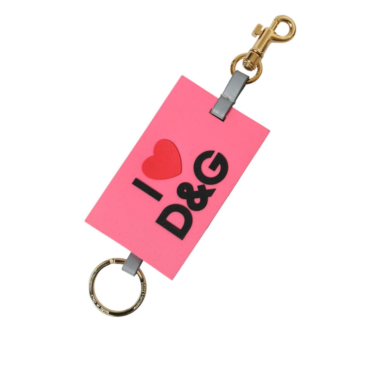 Dolce & Gabbana Pink Silicone DG Logo Gold Brass Keychain