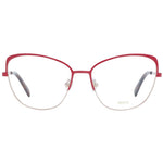 Emilio Pucci Red Women Glasses Frame, metal full-rim cat eye style with demo lenses, 56-16-140 size, includes branded case.