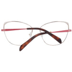 Emilio Pucci Red Women Glasses Frame with cat-eye design in metal, full-rim style for a fashionable look, includes branded case.