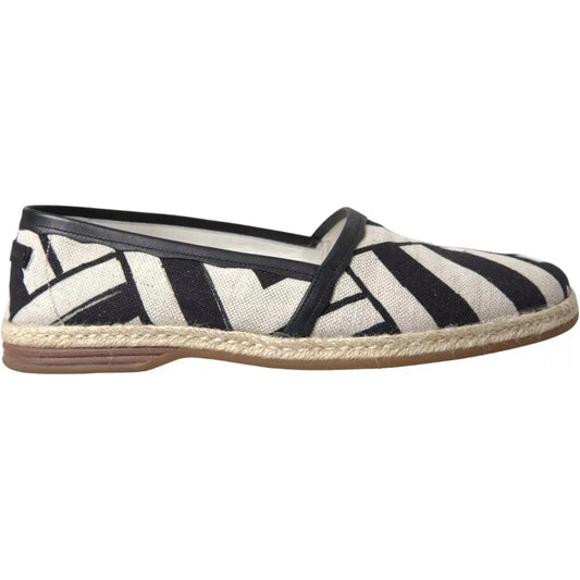 Dolce & Gabbana Black White Stripes Slip On Espadrille Shoes MV6523-41